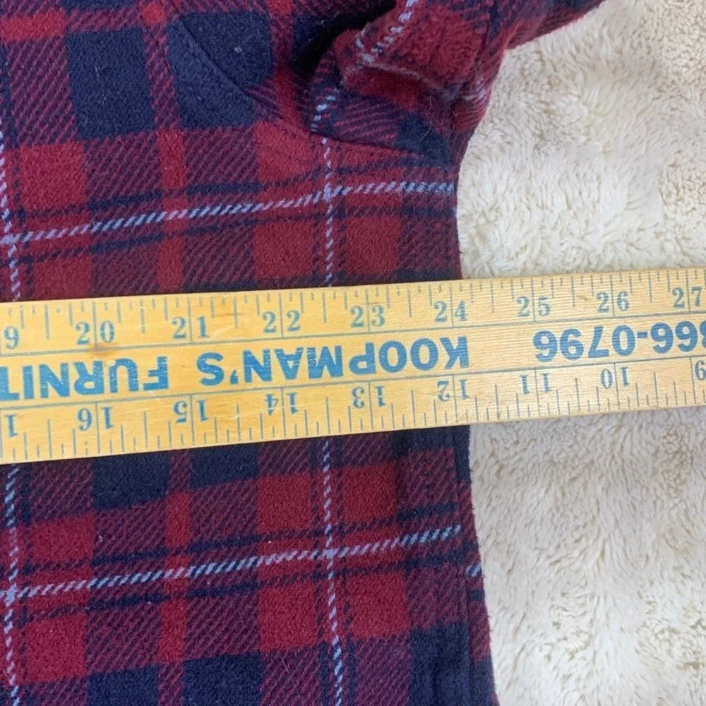 Orvis Mens XL Red Navy Blue Plaid‎ Flannel Lined Shirt Jacket Hand Pockets 2951